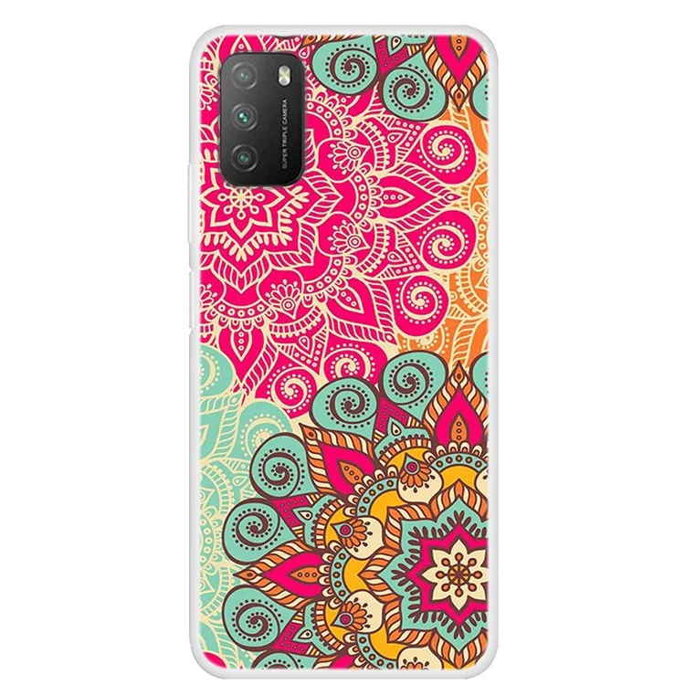 Muster Drucken TPU Handy Schale Hülle für Xiaomi Poco M3 - Blumenmuster