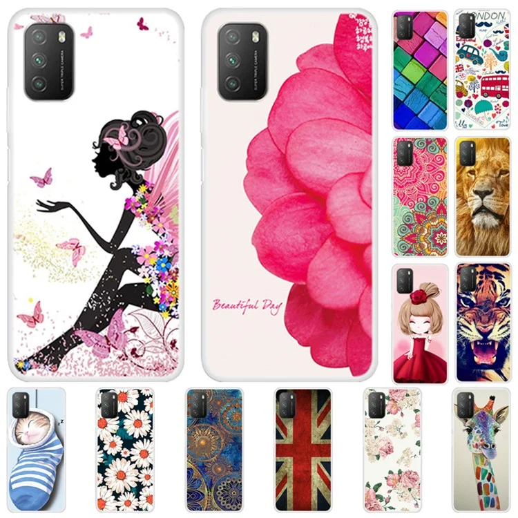 Muster Drucken TPU Handy Schale Hülle für Xiaomi Poco M3 - Blumenmuster