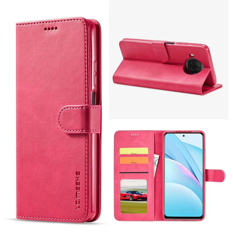 LC.IMEEKE Leather Wallet Case for Xiaomi Mi 10T Lite 5G / Redmi Note 9 Pro 5G / Mi 10i 5G Stand Shell - Rose