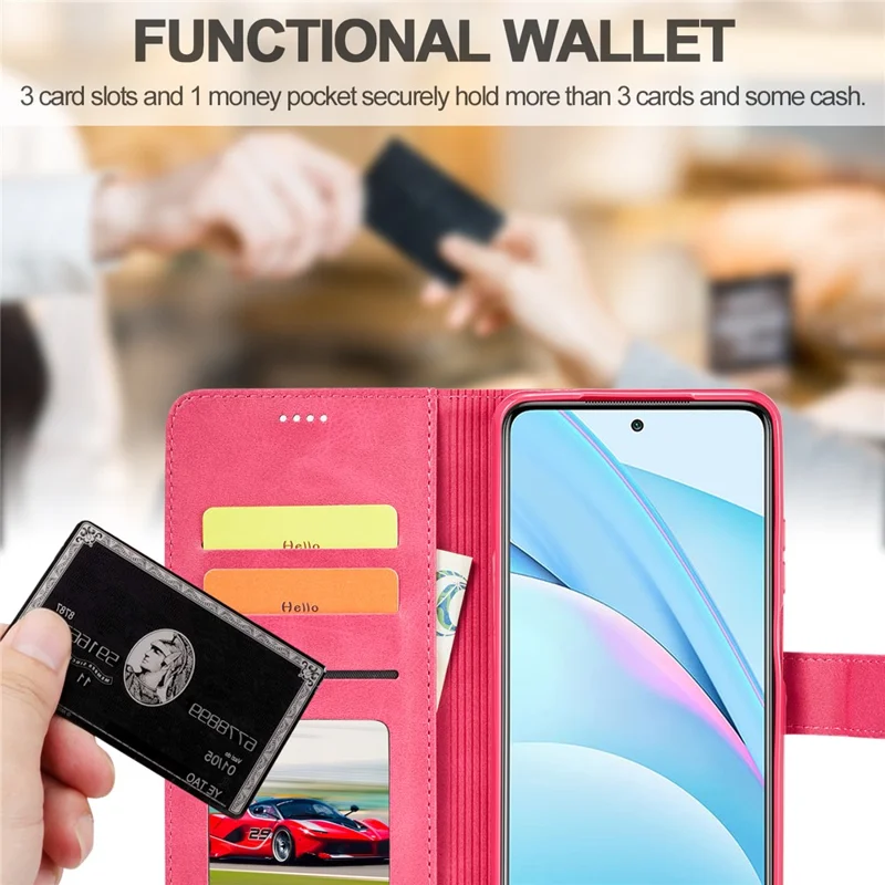 LC.IMEEKE Leather Wallet Case for Xiaomi Mi 10T Lite 5G / Redmi Note 9 Pro 5G / Mi 10i 5G Stand Shell - Rose