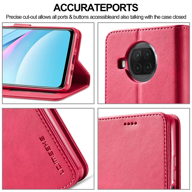 LC.IMEEKE Leather Wallet Case for Xiaomi Mi 10T Lite 5G / Redmi Note 9 Pro 5G / Mi 10i 5G Stand Shell - Rose