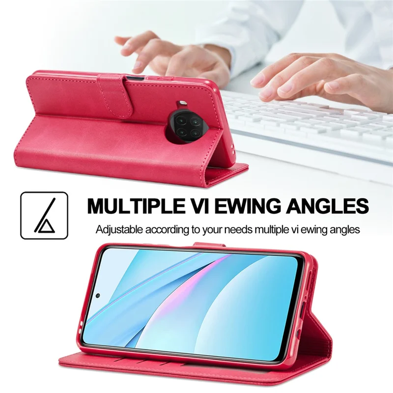 LC.IMEEKE Leather Wallet Case for Xiaomi Mi 10T Lite 5G / Redmi Note 9 Pro 5G / Mi 10i 5G Stand Shell - Rose