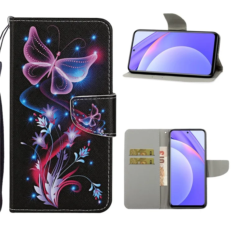 TPU + PU Billetera de Cuero Case de Teléfono Para Xiaomi Mi 10t Lite 5g/mi 10i 5G/Redmi Note 9 Pro 5G - Mariposa