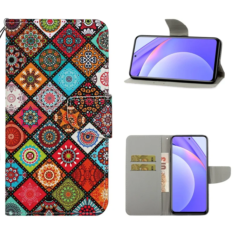 TPU + PU Leather Wallet Stand Phone Case for Xiaomi Mi 10T Lite 5G/Mi 10i 5G/Redmi Note 9 Pro 5G - Ethnic Pattern