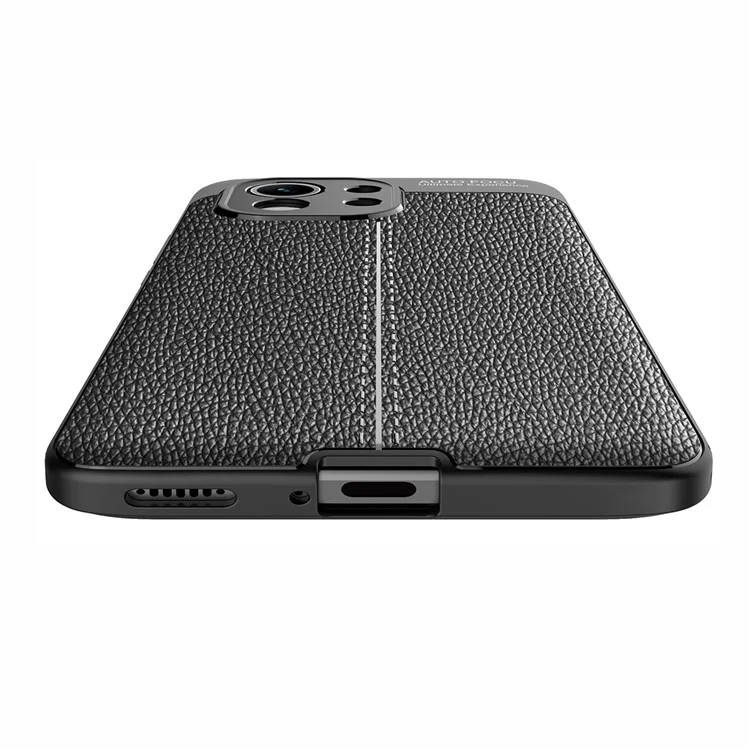 Caso de Quatro Cantos Litchi Textura Soft TPU Protetor Para Xiaomi Mi 11 Capa de Telefone Celular - Preto