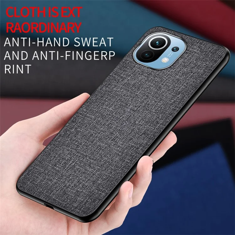 TPU + PC + Cloth Phone Case Cover for Xiaomi Mi 11 - Grey