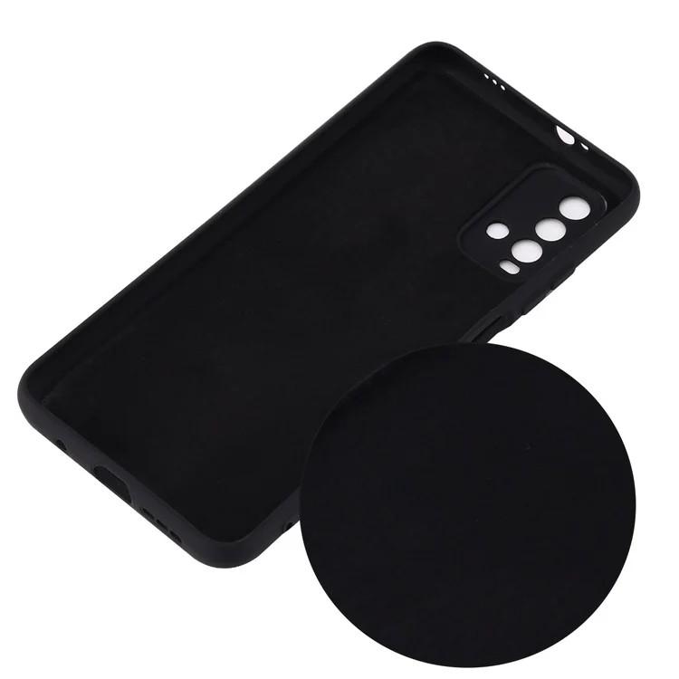 Étui à Couverture en Silicone Liquide Souple à L'épreuve du Choc Pour Xiaomi Redmi Note 9 4G (Qualcomm 662) / Redmi 9 Power / Redmi 9T - le Noir