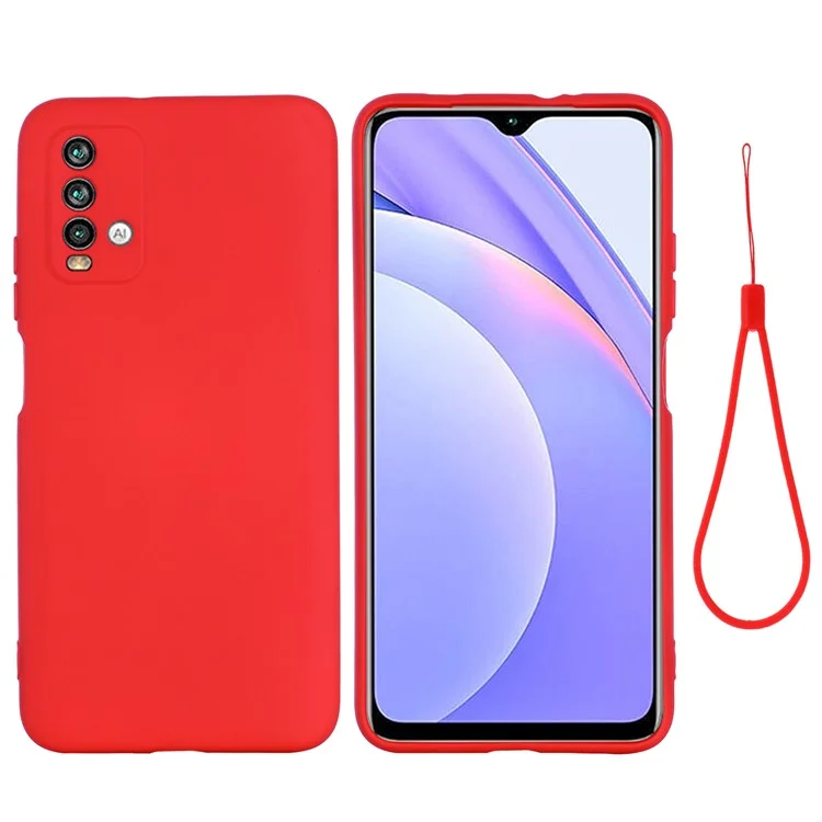 Ударопрочный мягкий жидкостный силиконовый чехол-накладка для Xiaomi Redmi Note 9 4G (Qualcomm 662)/ Redmi 9 Power/Redmi 9T - Красный