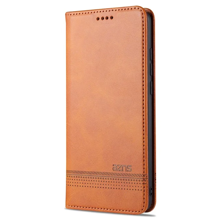 AZNS Auto-absorvido PU Leather + TPU Stand Stand Phone Case Para Xiaomi Mi Note 10 Lite - Castanho