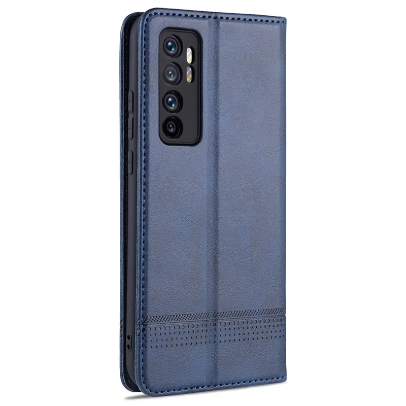 AZNS Auto-absorbed PU Leather + TPU Wallet Stand Phone Cover Case for Xiaomi Mi Note 10 Lite - Blue