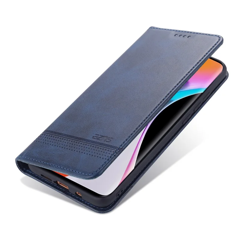 AZNS Auto-absorbed PU Leather + TPU Wallet Stand Phone Cover Case for Xiaomi Mi Note 10 Lite - Blue