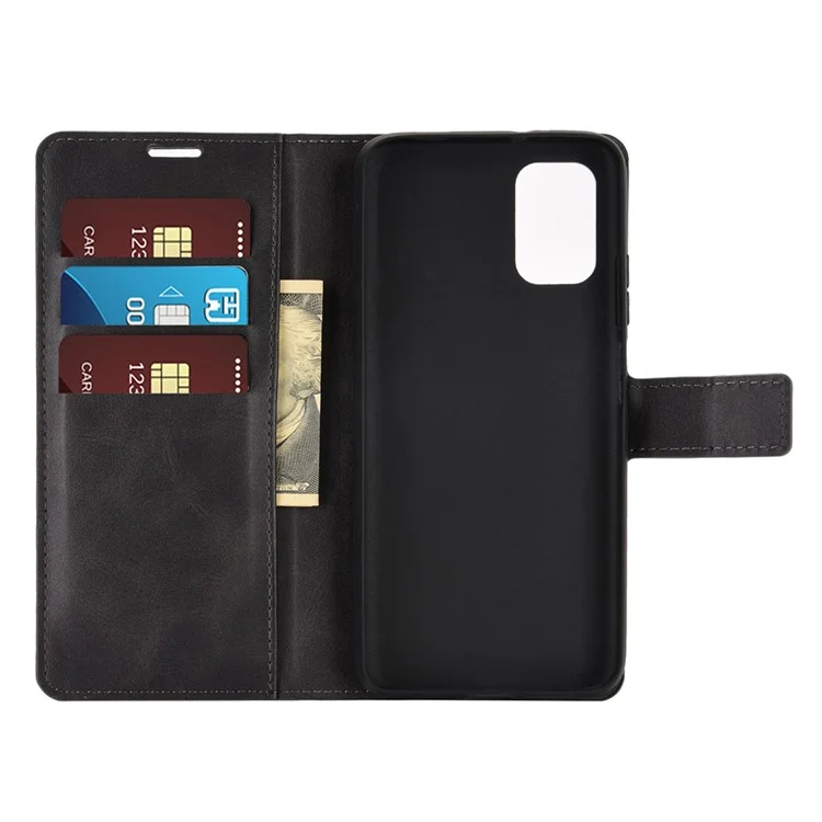 Pour Xiaomi Redmi Note 9 4G (Qualcomm Snapdragon 662)/Redmi 9T/9 Power Wallet Stand Design Leather Mobile Phone Cover Case - Noir