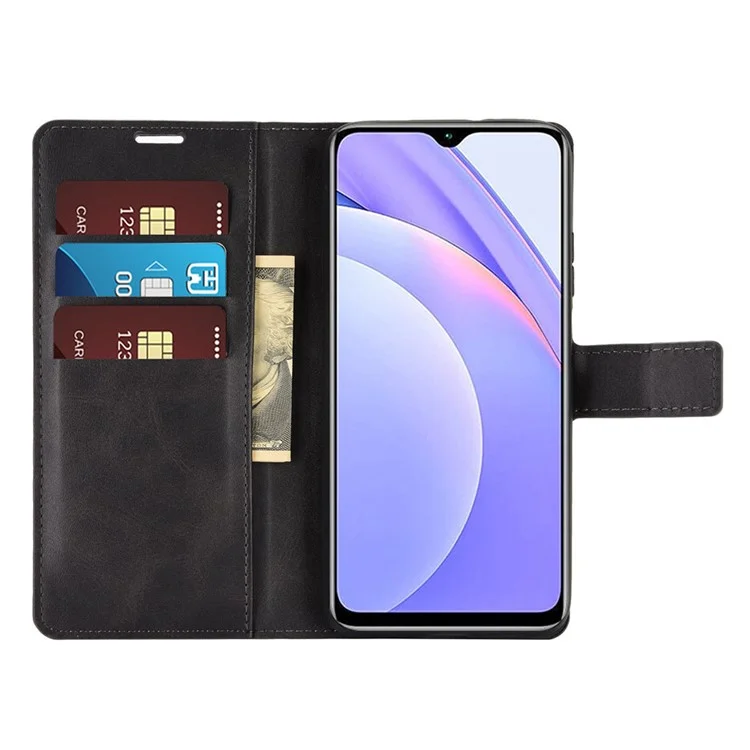 For Xiaomi Redmi Note 9 4G (Qualcomm Snapdragon 662)/Redmi 9T/9 Power Wallet Stand Design Leather Mobile Phone Cover Case - Black