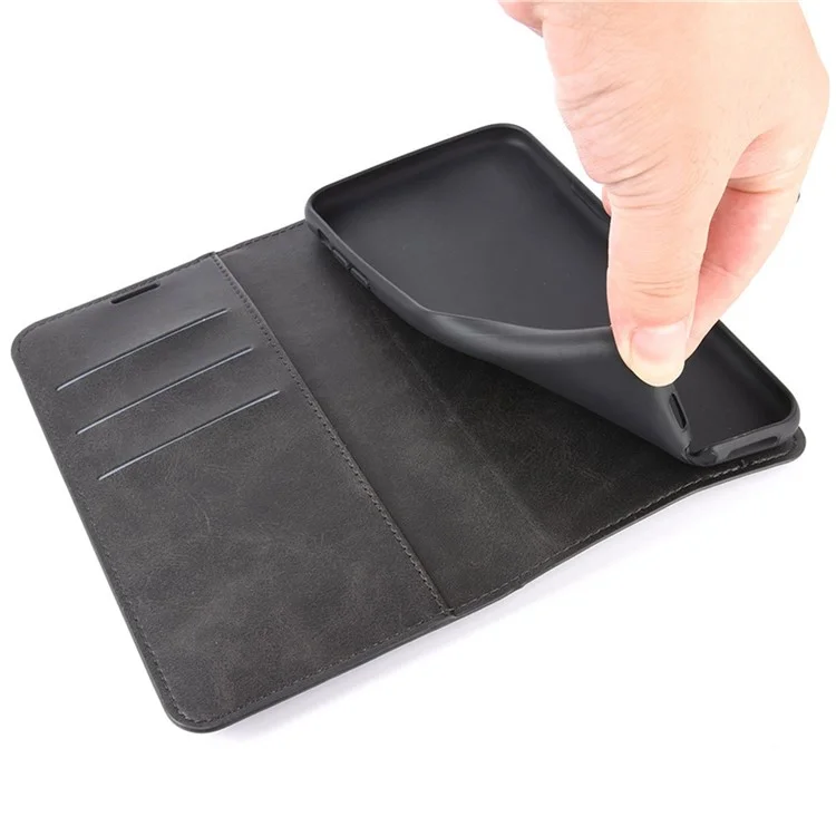 Pour Xiaomi Redmi Note 9 4G (Qualcomm Snapdragon 662)/Redmi 9T/9 Power Wallet Stand Design Leather Mobile Phone Cover Case - Noir