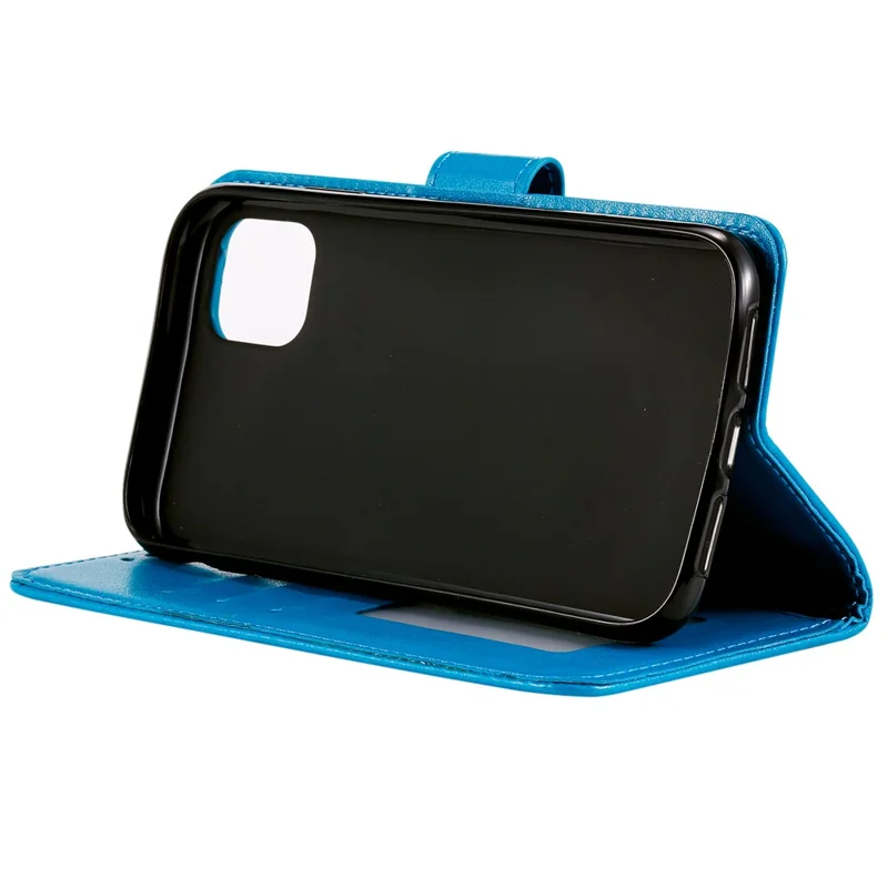 Imprinted Mandala Flower Wallet Leather Case with Strap for Xiaomi Mi 11 - Blue