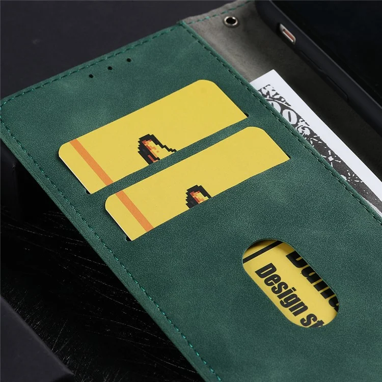 Para Xiaomi Redmi Note 9 5G / Redmi Note 9t 5g Siente Tacto De Piel PU Caja De Diseño De Cartera Con Soporte - Verde