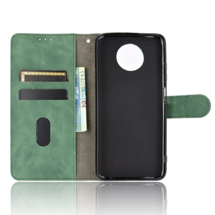 Para Xiaomi Redmi Note 9 5G / Redmi Note 9t 5g Siente Tacto De Piel PU Caja De Diseño De Cartera Con Soporte - Verde