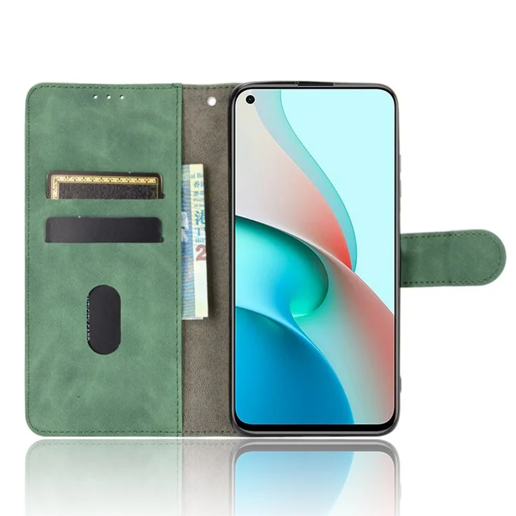 Para Xiaomi Redmi Nota 9 5G / Redmi Nota 9T 5G Skin-toque Sentimento PU Carteira De Couro PU Design De Projeto Com Suporte - Verde