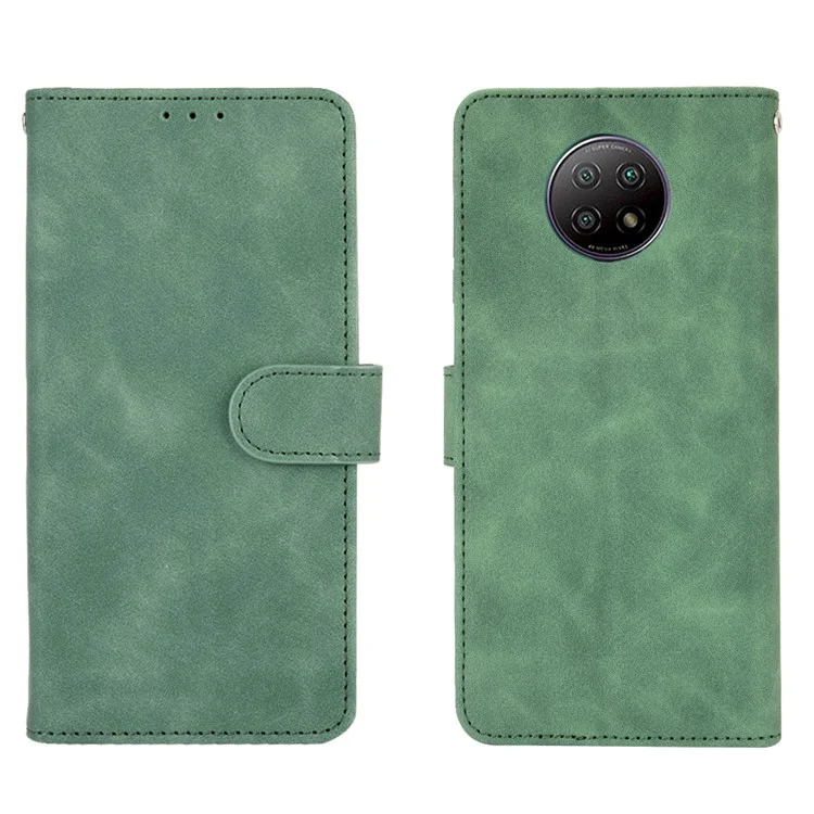 Para Xiaomi Redmi Nota 9 5G / Redmi Nota 9T 5G Skin-toque Sentimento PU Carteira De Couro PU Design De Projeto Com Suporte - Verde