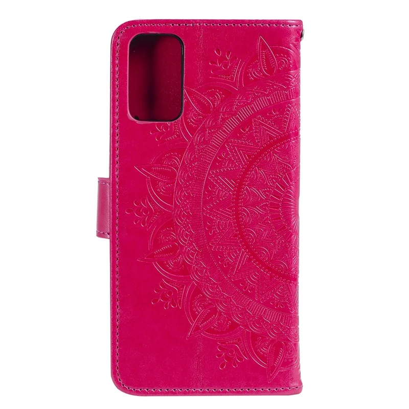 Imprinted Mandala Flower Wallet Leather Case with Strap for Xiaomi Poco M3 - Rose