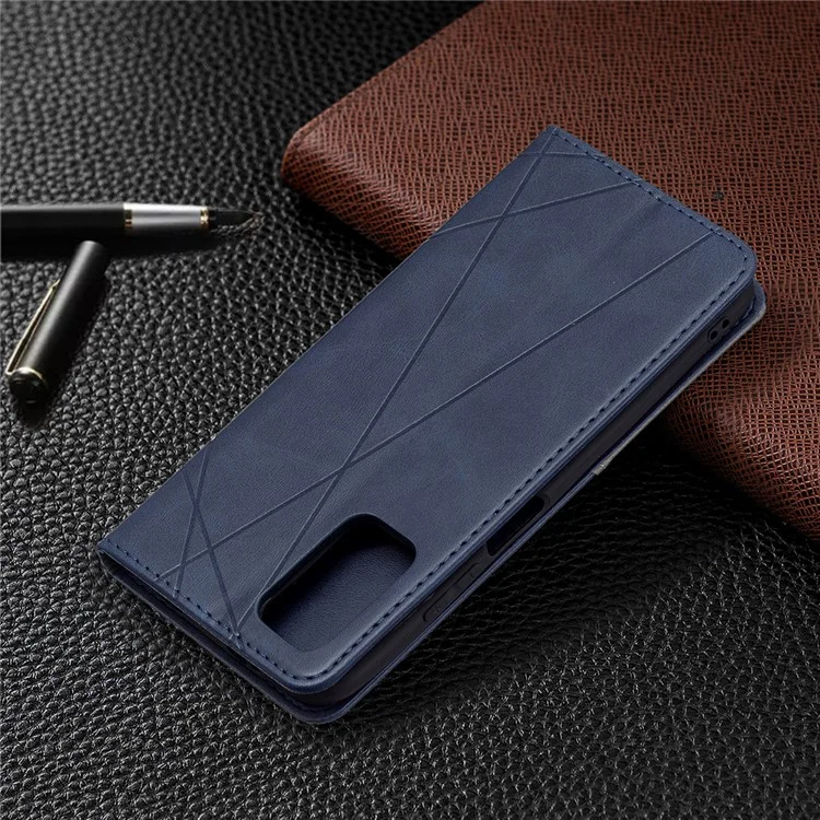 Für Xiaomi Poco M3 Geometrisches Muster Lederständer-Kartenetui - Blau