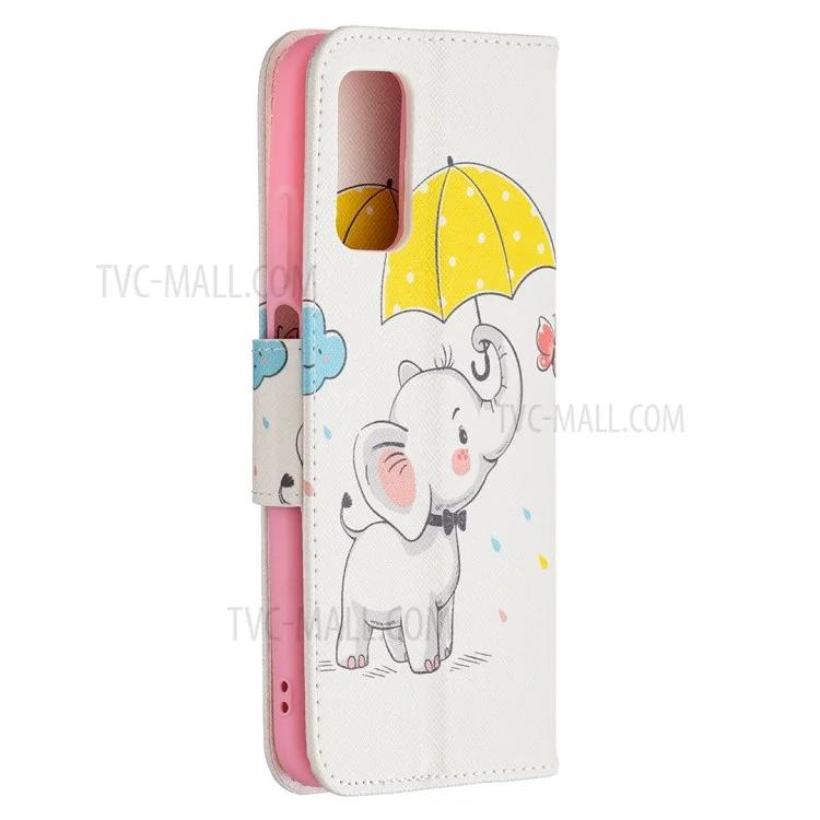 Pattern Printing Wallet Stand Flip Leather Phone Case Shell for Xiaomi Poco M3 - Elephant
