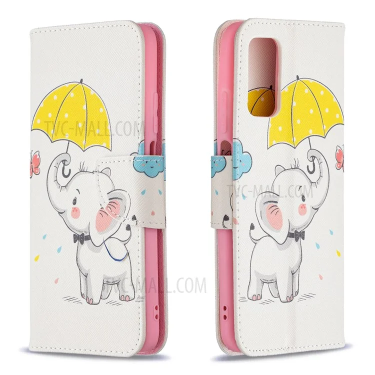 Pattern Printing Wallet Stand Flip Leather Phone Case Shell for Xiaomi Poco M3 - Elephant