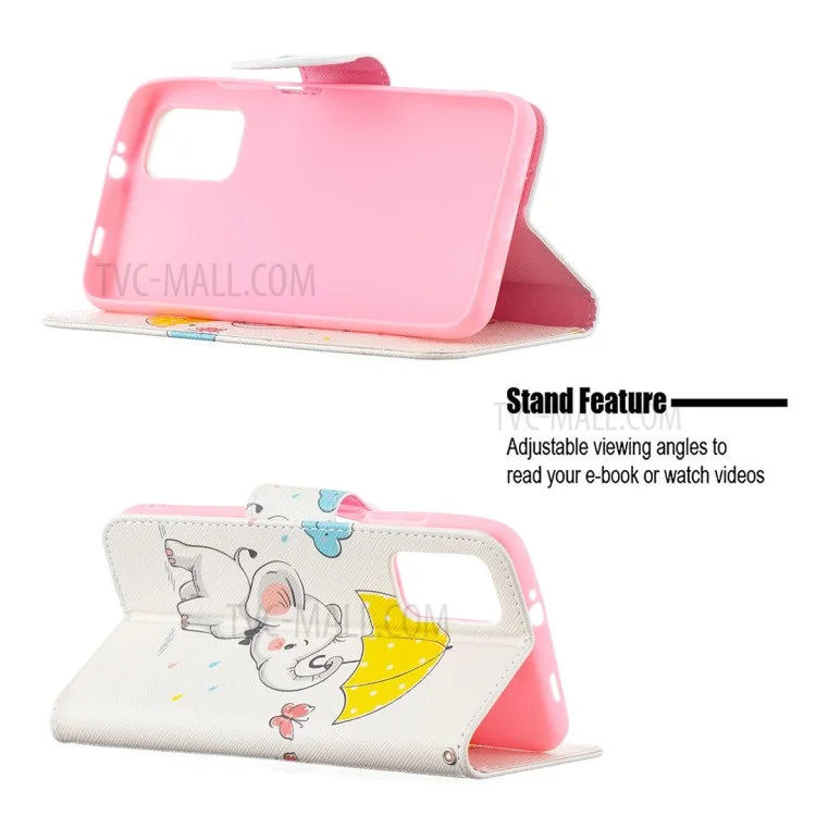 Pattern Printing Wallet Stand Flip Leather Phone Case Shell for Xiaomi Poco M3 - Elephant