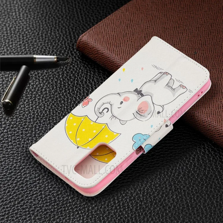 Pattern Printing Wallet Stand Flip Leather Phone Case Shell for Xiaomi Poco M3 - Elephant