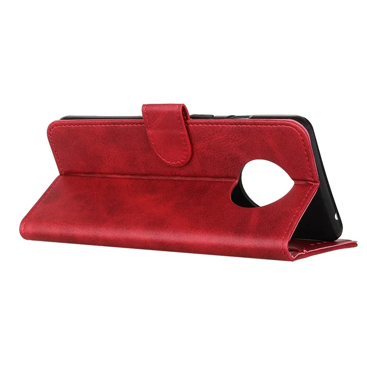 Conception de Portefeuille de Support pu Leather Téléphone Mobile Couverture Pour Xiaomi Redmi Note 9 5G / Redmi Note 9T 5G - Rouge