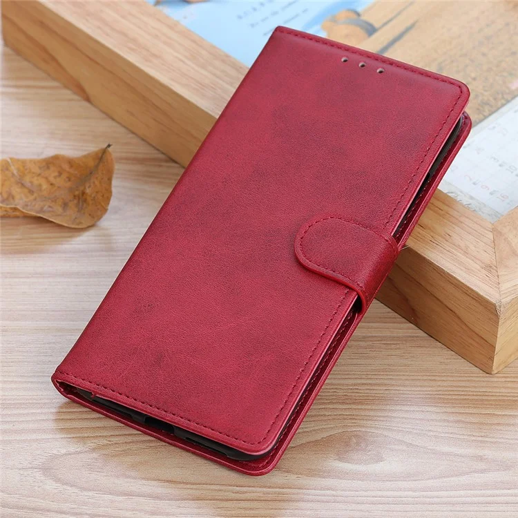 Conception de Portefeuille de Support pu Leather Téléphone Mobile Couverture Pour Xiaomi Redmi Note 9 5G / Redmi Note 9T 5G - Rouge