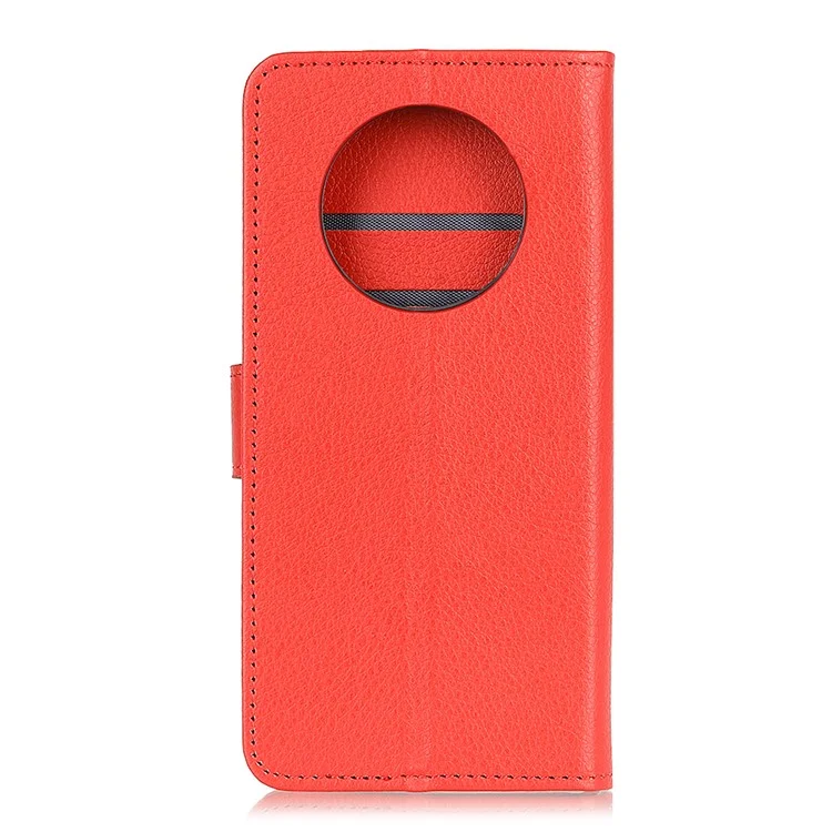 Classic Litchi Texture Leather Wallet Stand Design Phone Cover for Xiaomi Redmi Note 9 5G / Note 9T 5G - Red