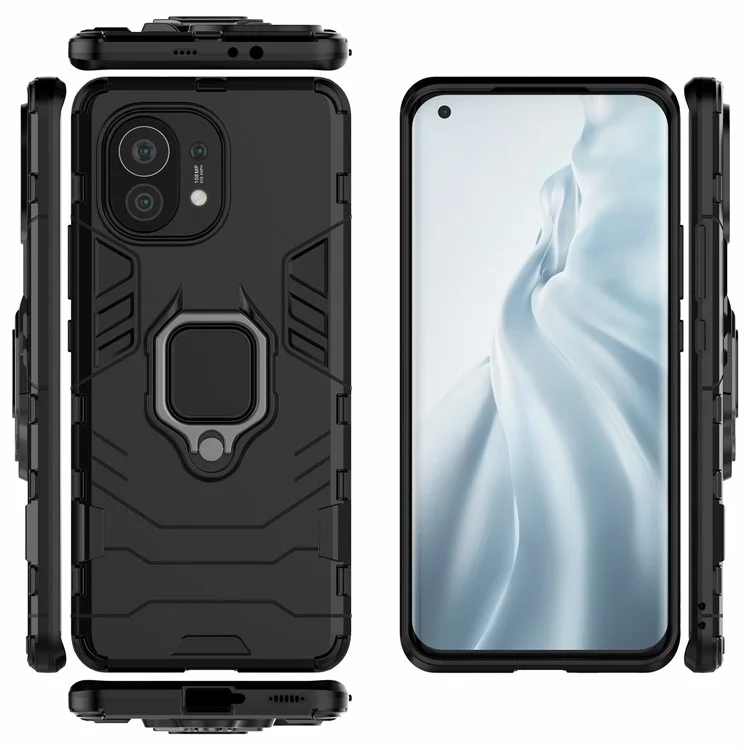 PC + TPU Combinaison du Doigt du Doigt Case Hybride Pour Xiaomi Mi 11 - le Noir