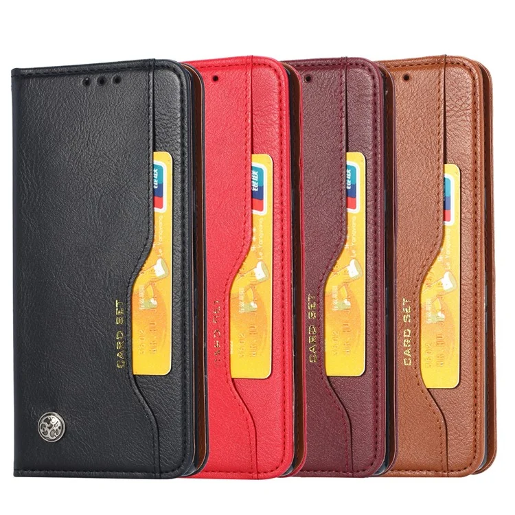 Wallet Stand Design Auto-absorbed Leather Protective Phone Cover for Xiaomi Poco M3 - Brown