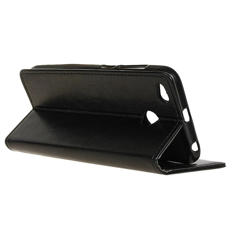 Crazy Horse Leather Wallet Case for Xiaomi Redmi 4X - Black