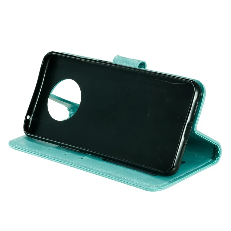 Estojo De Couro Da Carteira De Estante De Flor De Mandala Impresso Com Cordão Para Xiaomi Redmi Redmi Nota 9 5g / Nota 9t 5g - Verde