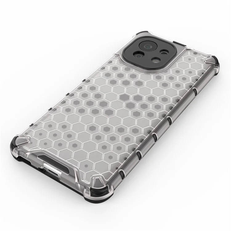 Shell de Motif en Nid D'abeille Pour Xiaomi Mi 11 Case de Combo TPU + PC à L'épreuve Des Chocs - Gris