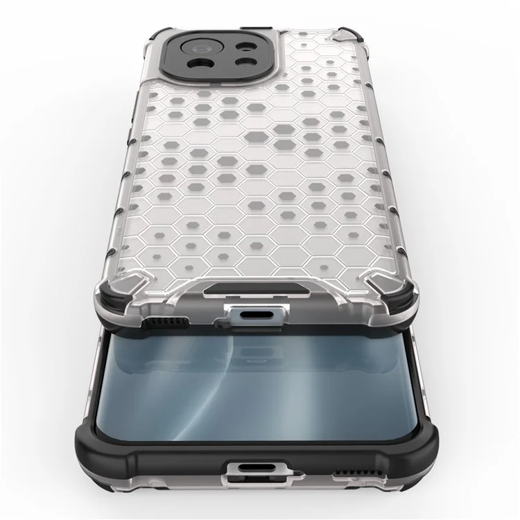 Honeycomb Pattern Shell for Xiaomi Mi 11 Shock-proof TPU + PC Combo Case - Grey