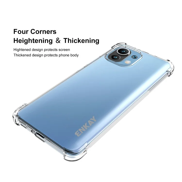 Hat-príncipe Enkay Enk-pc0972 2 em 1 Anti-Drop Anti-slip Slip Transparent Tpu Capa TPU Caso + PET Filme de Protetor de Tela Cheia Para Xiaomi Mi 11