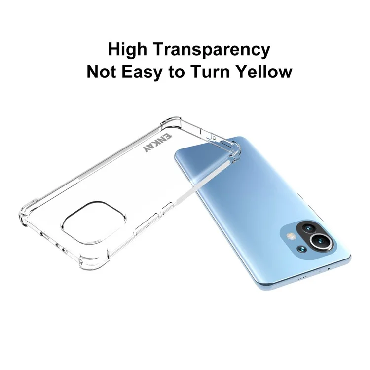 Hat-príncipe Enkay Enk-pc0972 2 em 1 Anti-Drop Anti-slip Slip Transparent Tpu Capa TPU Caso + PET Filme de Protetor de Tela Cheia Para Xiaomi Mi 11