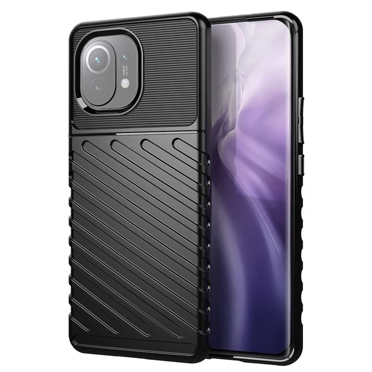 Capa Protetora Grossa com Textura Twill da Série Thunder para Xiaomi Mi 11 - Preto
