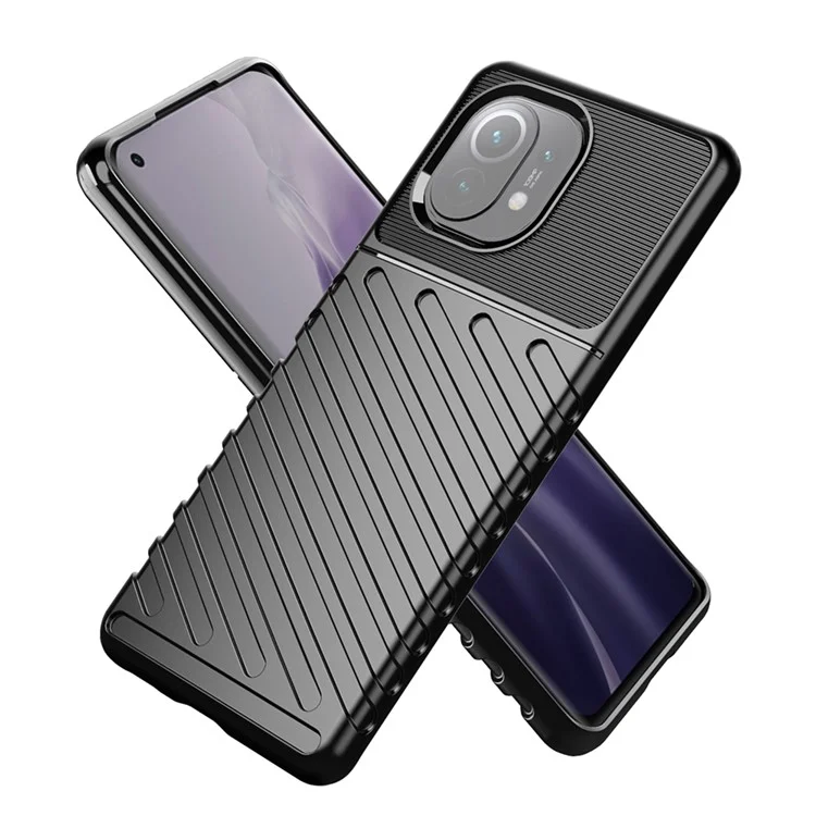 Capa Protetora Grossa com Textura Twill da Série Thunder para Xiaomi Mi 11 - Preto