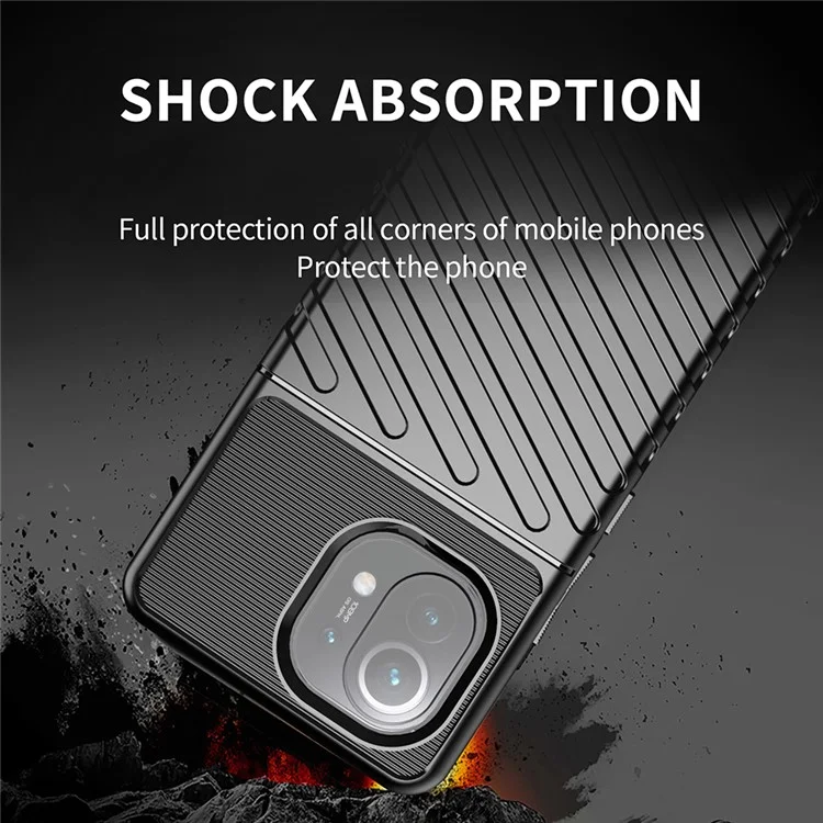 Capa Protetora Grossa com Textura Twill da Série Thunder para Xiaomi Mi 11 - Preto