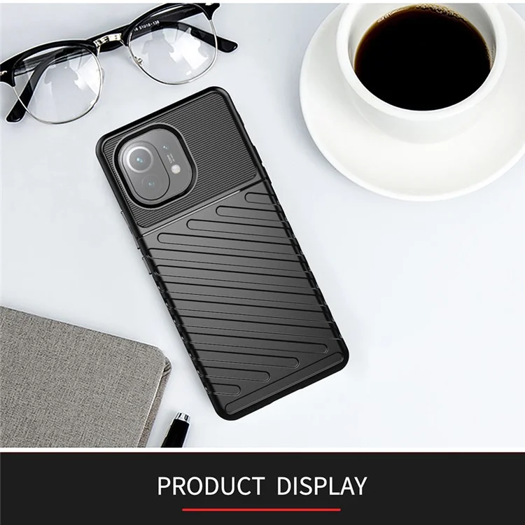 Thunder Series Twill Texture Thickened TPU Protective Cover Case for Xiaomi Mi 11 - Black