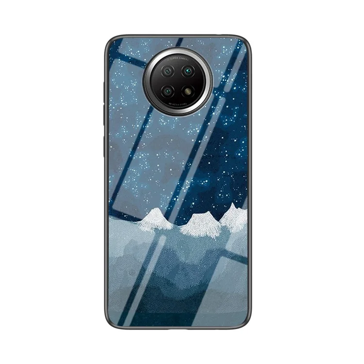 Lightweight Soft TPU Edge Tempered Glass Back Cover Phone Shell with Starry Sky Pattern for Xiaomi Redmi Note 9T 5G/Note 9 5G - Starry Sky