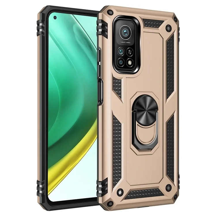 Armor Anti-fall Hybrid PC + TPU Shell for Xiaomi Mi 10T Pro 5G/Mi 10T 5G/Redmi K30S Kickstand Phone Cover - Gold
