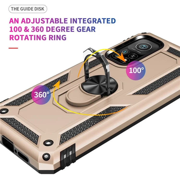 Armor Anti-fall Hybrid PC + TPU Shell for Xiaomi Mi 10T Pro 5G/Mi 10T 5G/Redmi K30S Kickstand Phone Cover - Gold