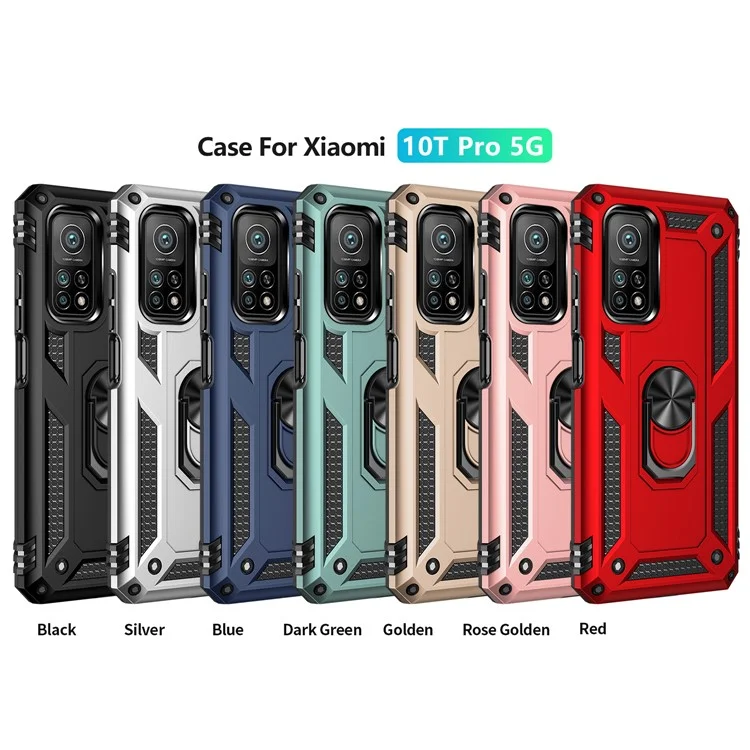 Armor Anti-fall Hybrid PC + TPU Shell for Xiaomi Mi 10T Pro 5G/Mi 10T 5G/Redmi K30S Kickstand Phone Cover - Gold