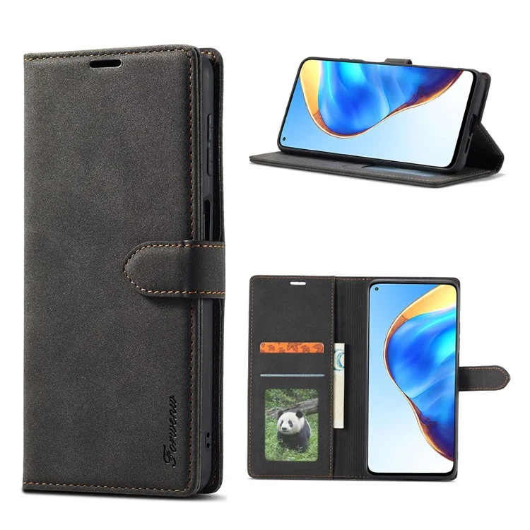 FORWENW F1 Series Leather Wallet Stand Cover Case for Xiaomi Mi 10T 5G / Mi 10T Pro 5G - Black