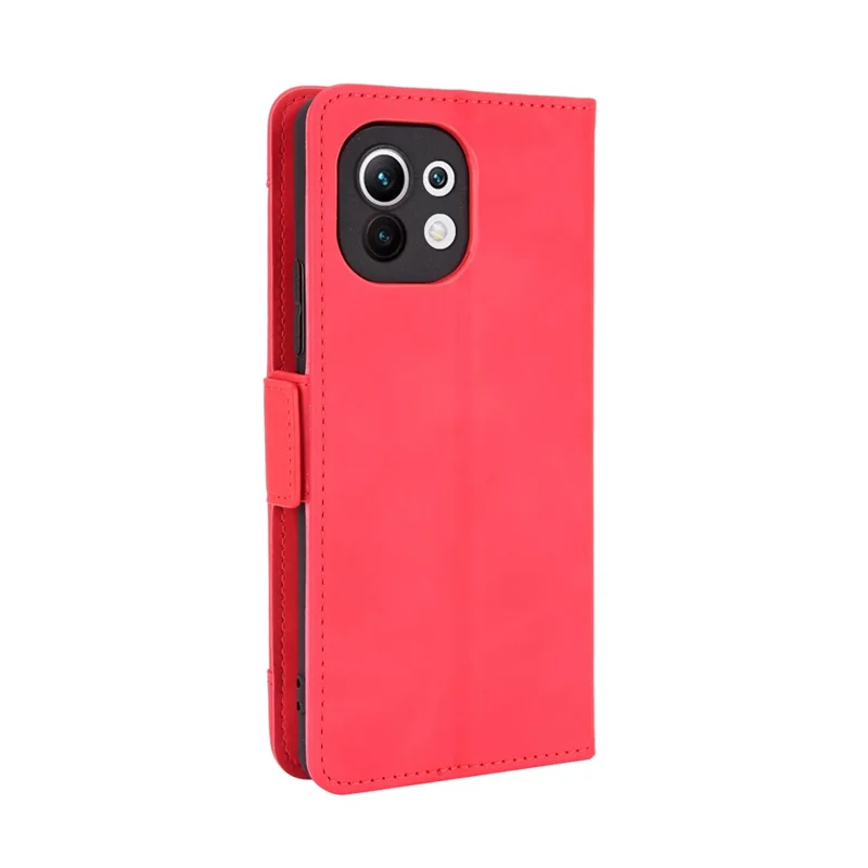 Multiple Card Slots Wallet Design Leder Telefon Merkmal Schutzhülle Mit Ständer Für Xiaomi Mi 11 - Rot